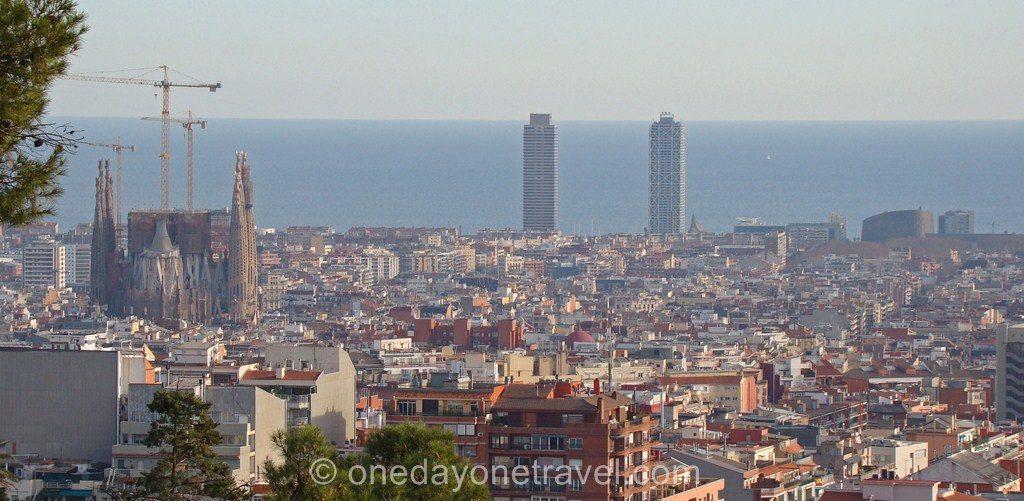 Port Olympique Barcelone vue depuis colline